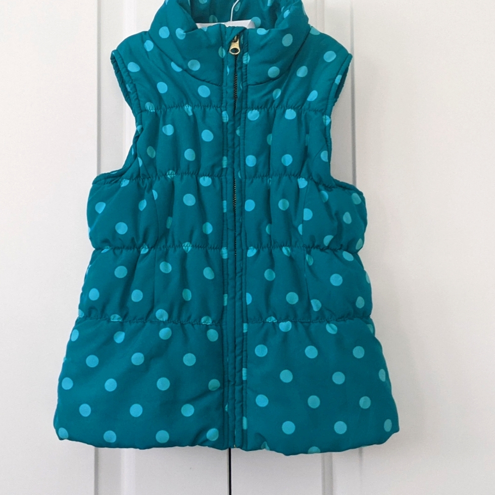 Circo Teal Polka Dot Puffer Vest Sz. Sm